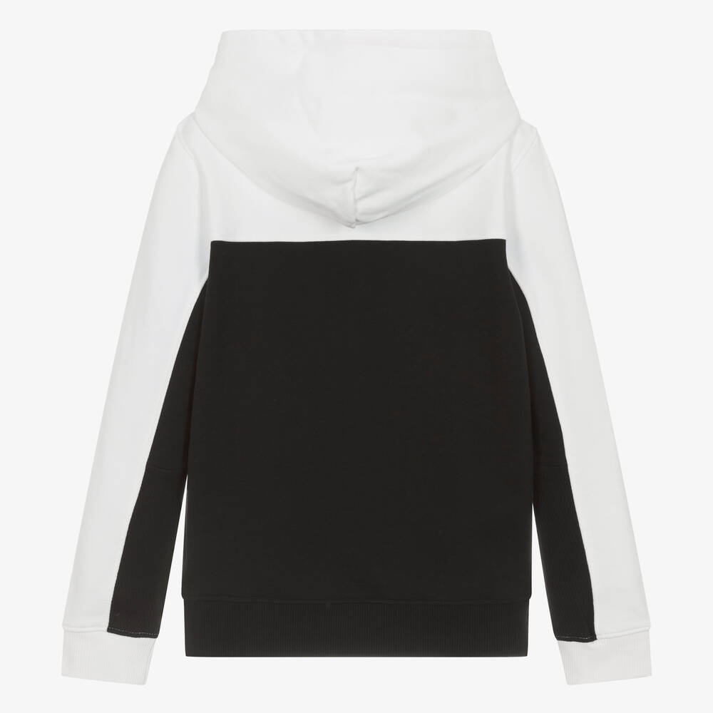 White hoodie with black sleeves sale