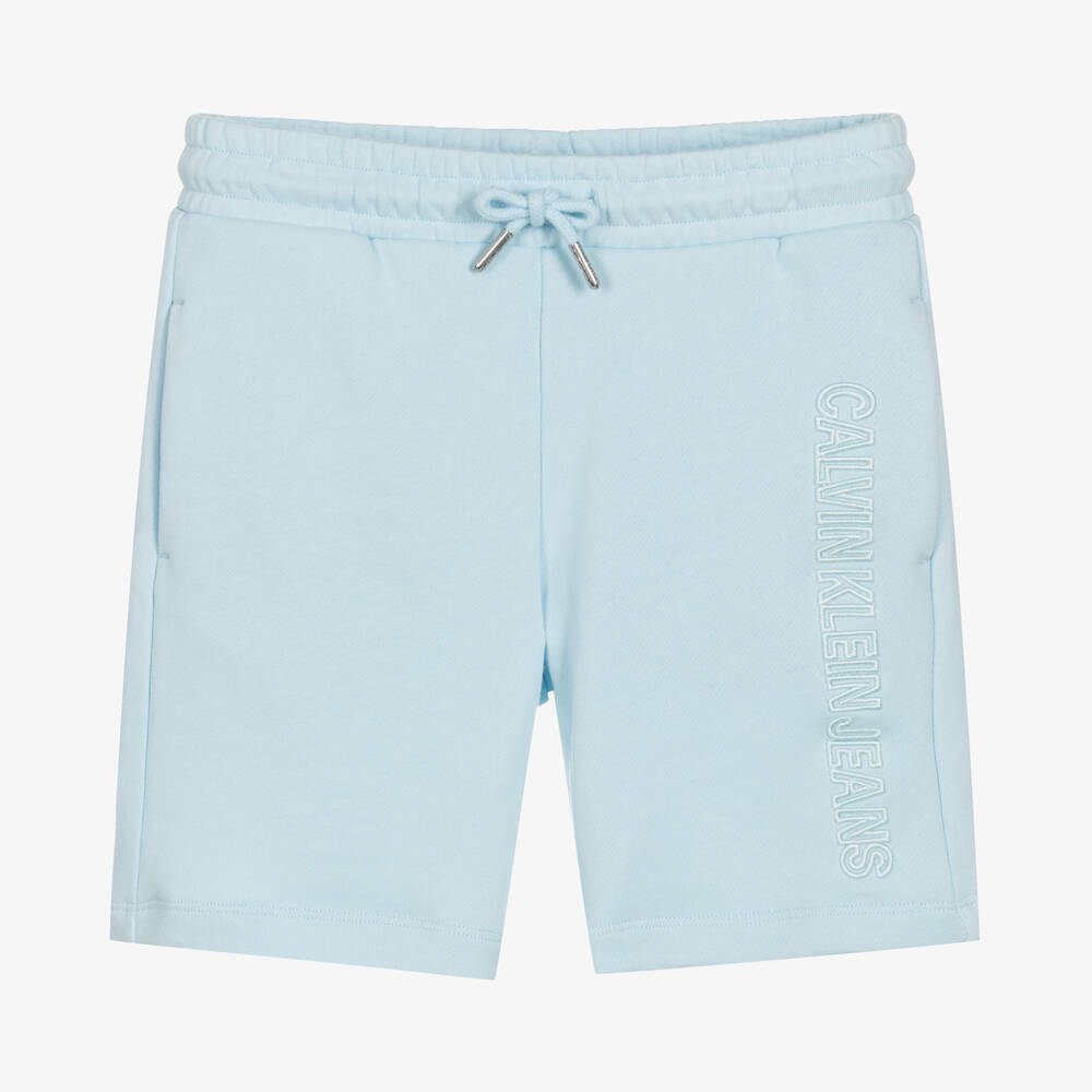 Calvin Klein Jeans-شورت تينز ولادي قطن لون أزرق فاتح | Childrensalon Outlet