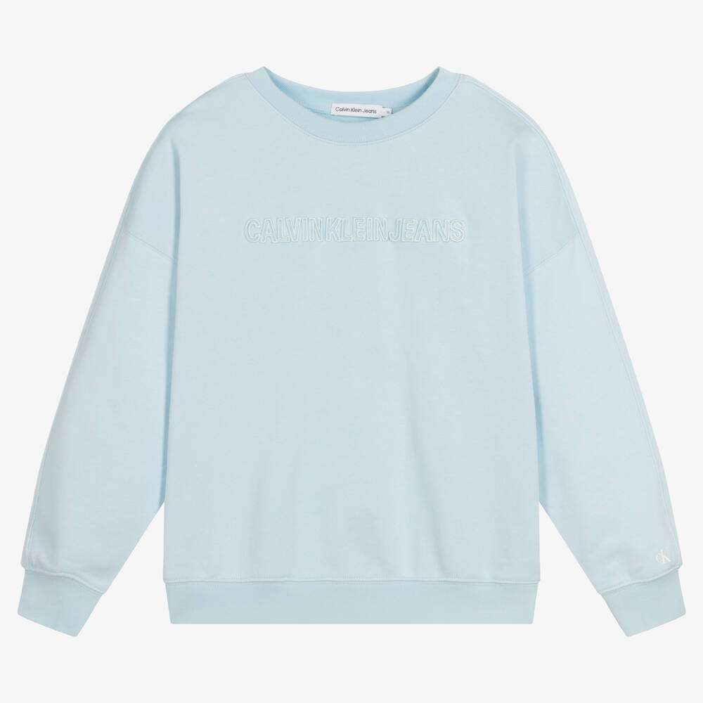 Calvin Klein Jeans - Teen Boys Blue Cotton Logo Sweatshirt | Childrensalon
