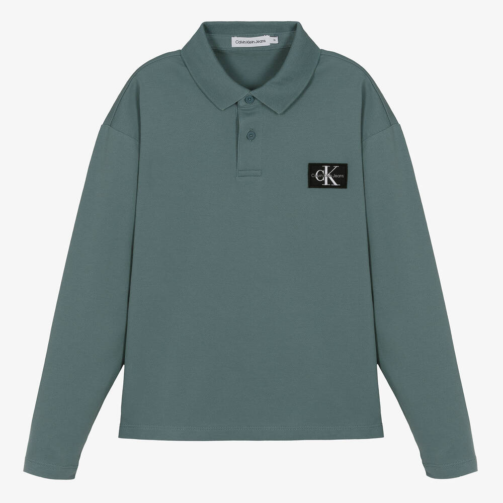Calvin Klein-توب بولو تينز ولادي قطن بيكيه لون أزرق | Childrensalon Outlet