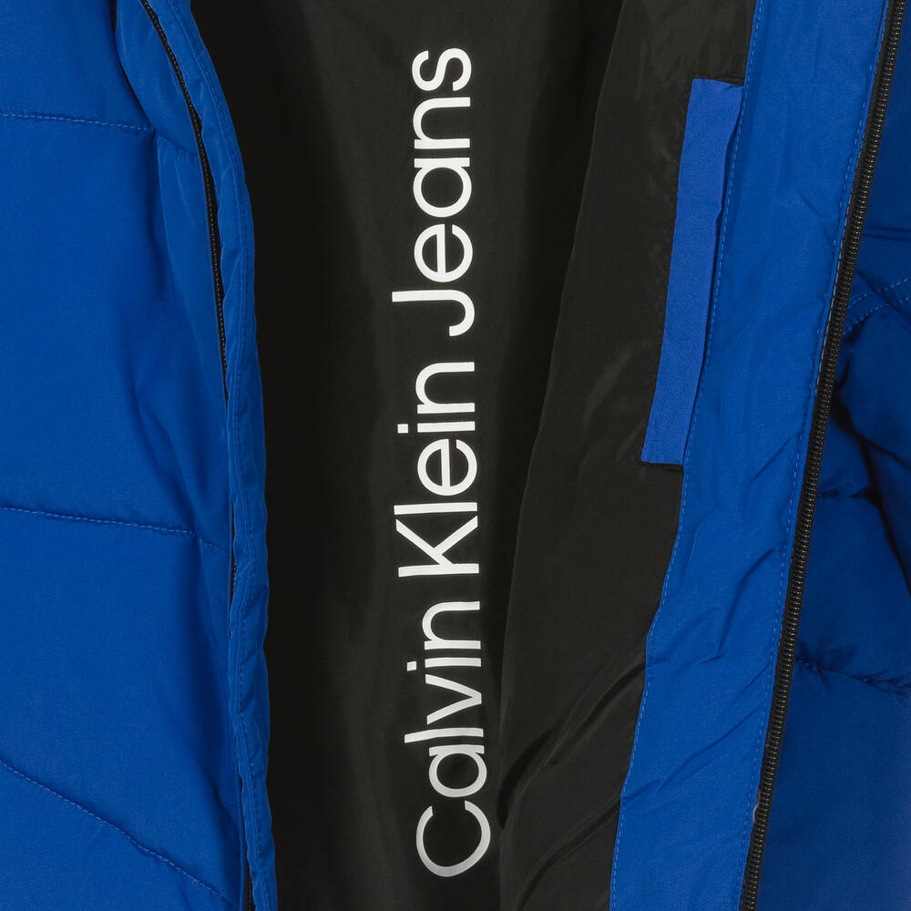 Calvin Klein Jeans-Teen Boys Blue Logo Puffer Jacket | Childrensalon Outlet