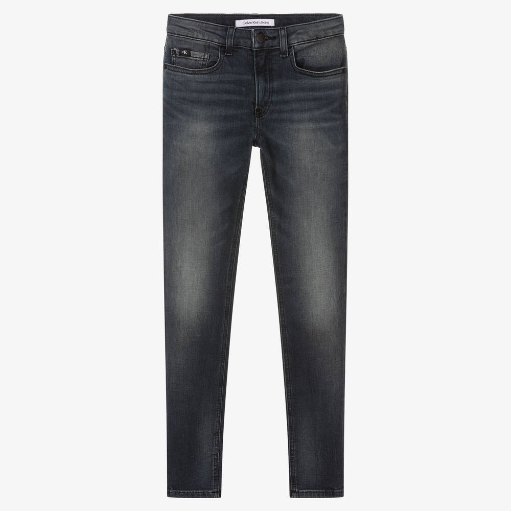 Calvin Klein Jeans - جينز سكيني تينز ولادي قطن دنيم لون أزرق داكن | Childrensalon