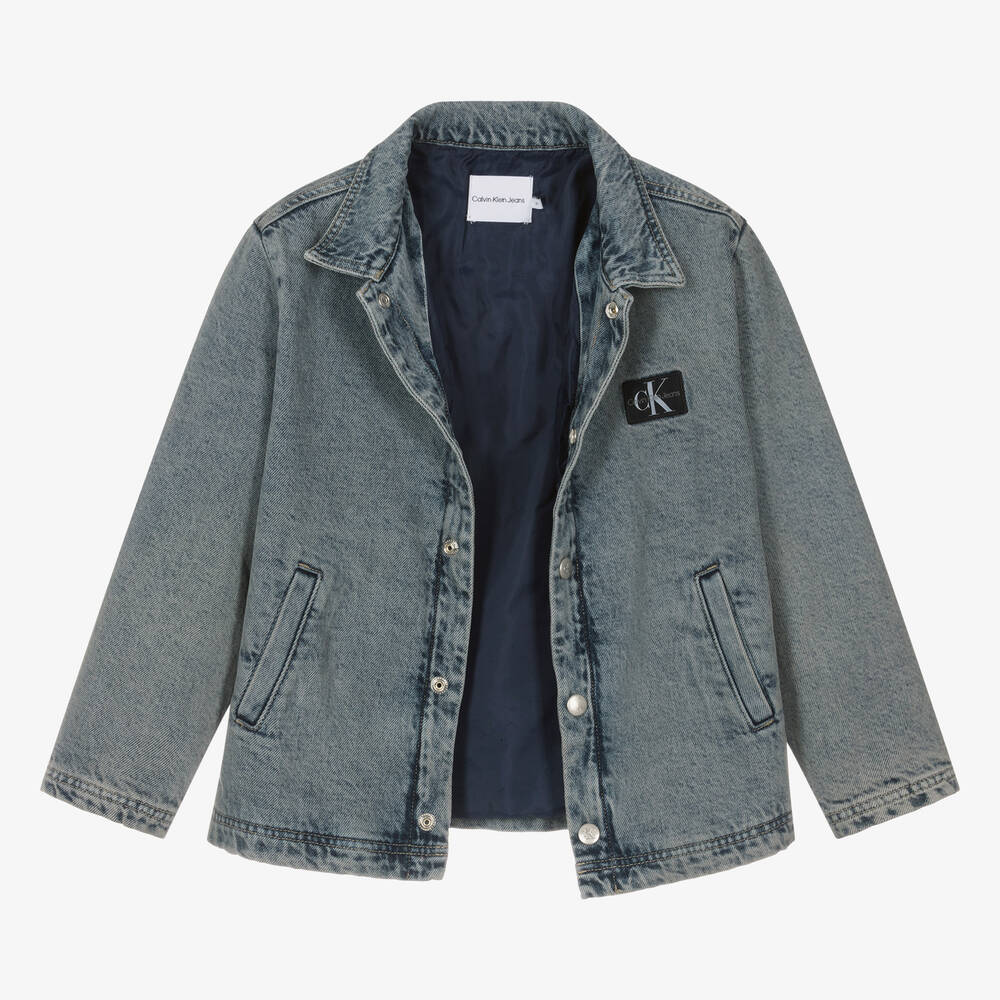 Calvin Klein-Teen Boys Blue Stonewash Denim Jacket | Childrensalon Outlet