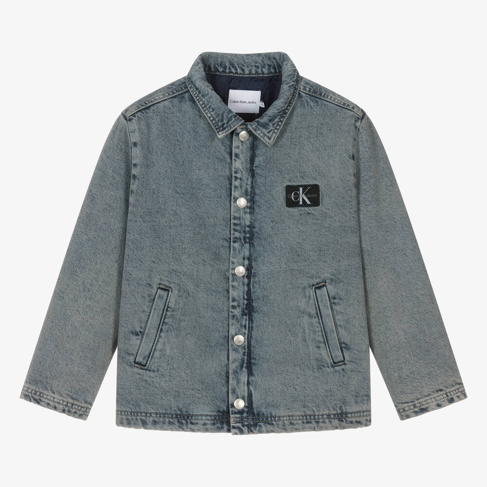 Calvin Klein-Teen Boys Blue Stonewash Denim Jacket | Childrensalon Outlet