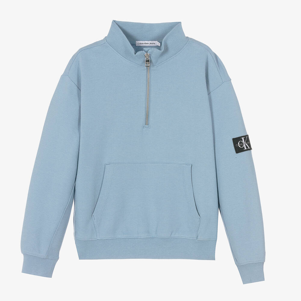 Calvin Klein Jeans - Teen Boys Blue Zip-Up Sweatshirt | Childrensalon