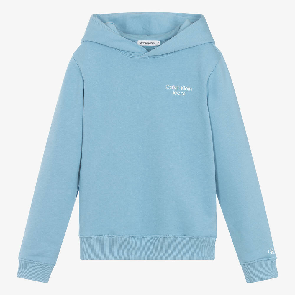 Teen Boys Dusky Blue Cotton Hoodie