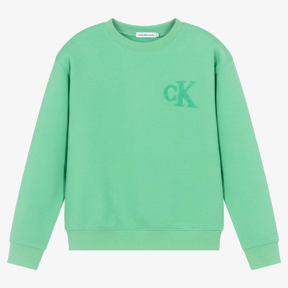 Calvin Klein Jeans - Teen Boys Green CK Sweatshirt | Childrensalon