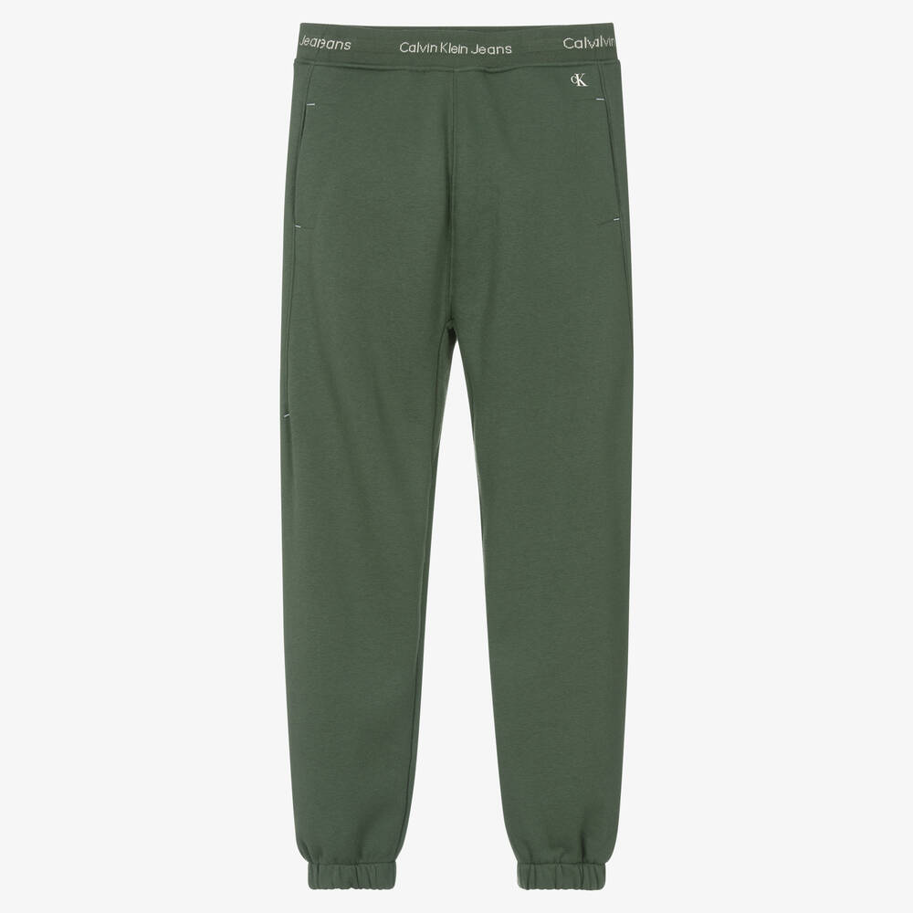 Calvin Klein - Teen Boys Green Cotton Joggers | Childrensalon