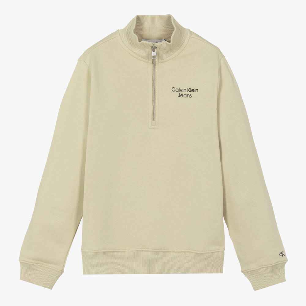 Calvin Klein-Teen Boys Green Cotton Sweatshirt | Childrensalon Outlet