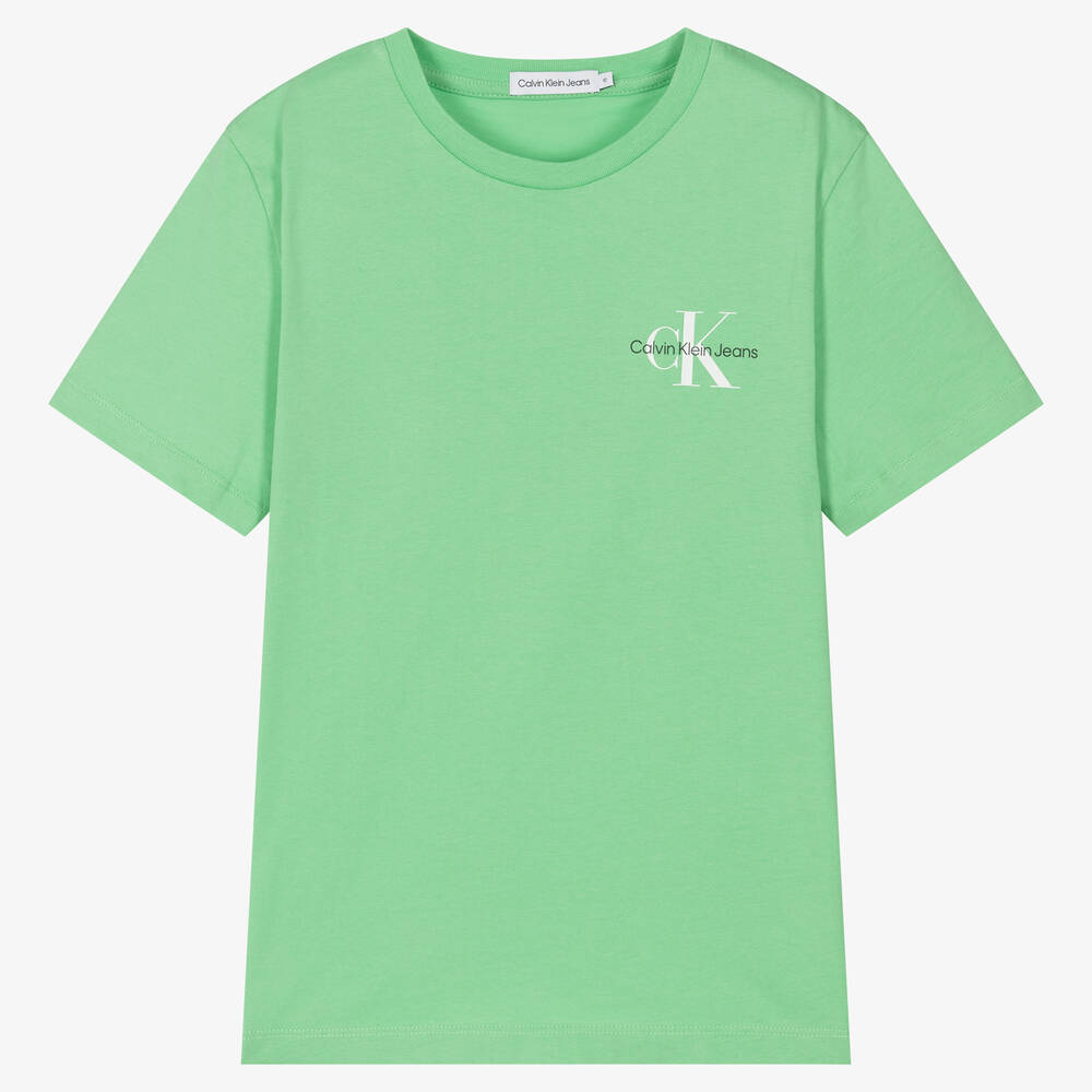 Calvin Klein Jeans - Teen Boys Green Monogram Logo T-Shirt | Childrensalon