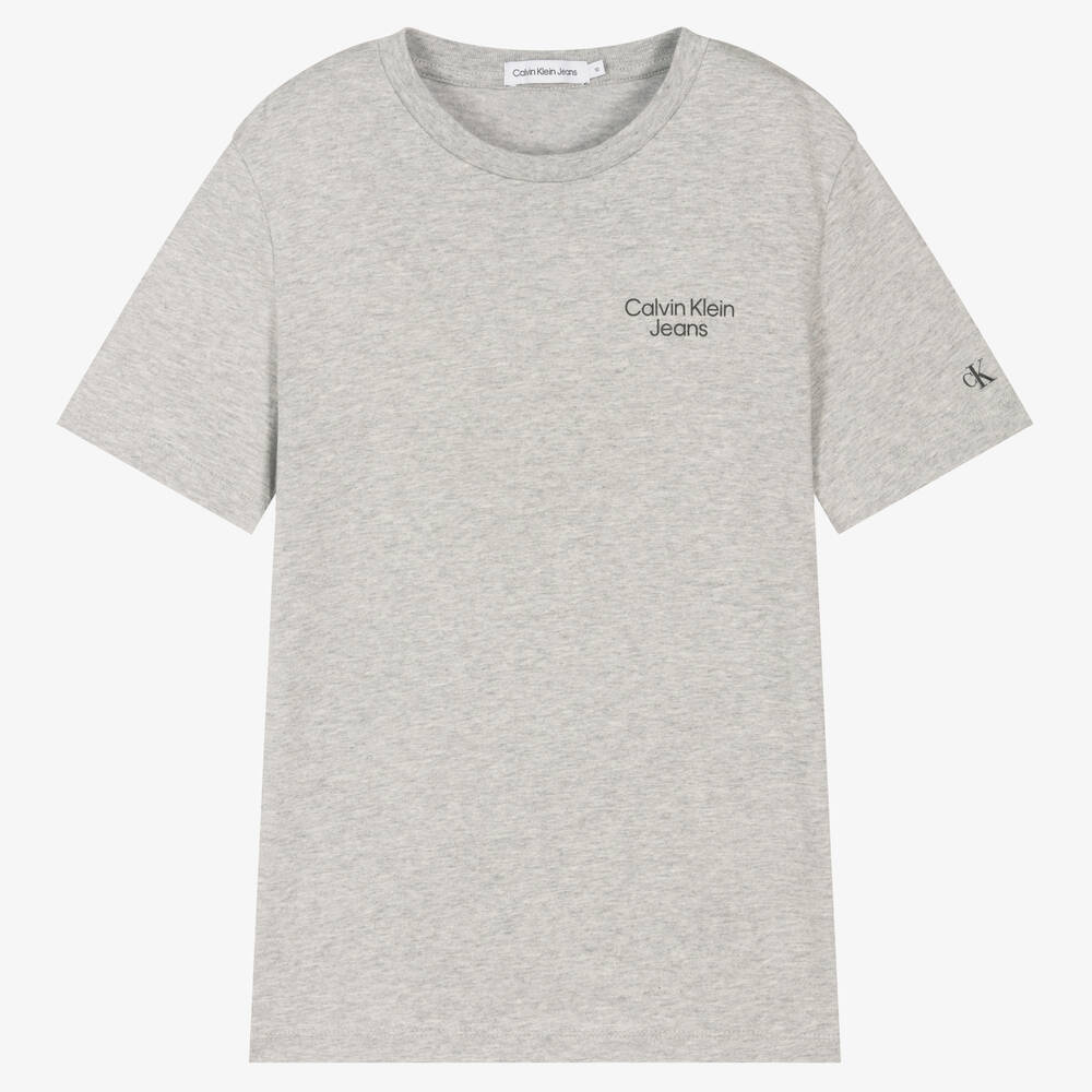 Calvin Klein Jeans - Teen Boys Grey Logo T-Shirt | Childrensalon