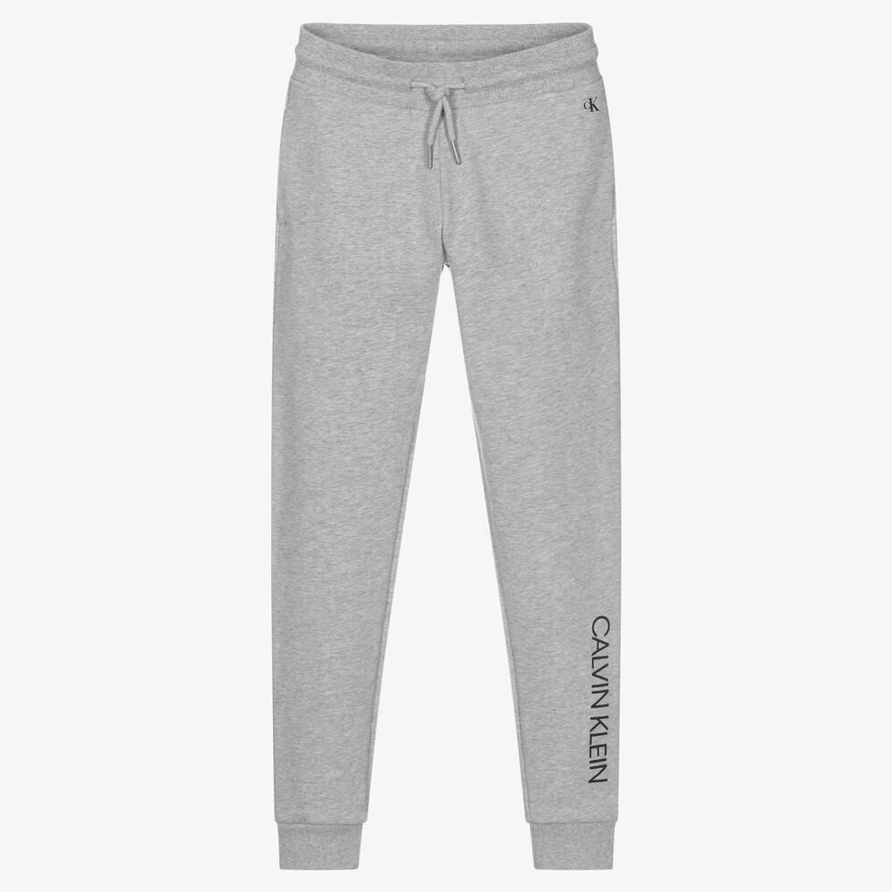 Calvin Klein Jeans Teen Boys Grey Organic Cotton Logo Joggers Childrensalon Outlet