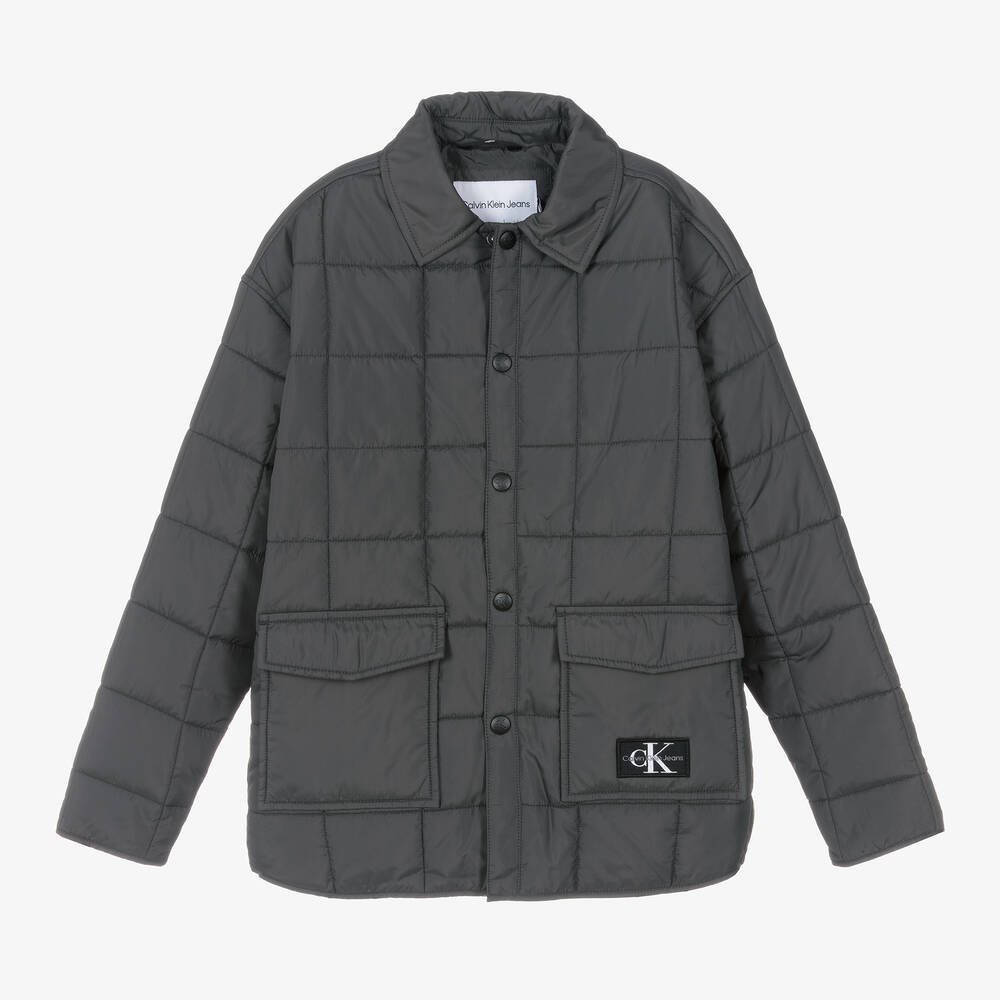 Calvin Klein-جاكيت تينز ولادي مبطن لون رمادي | Childrensalon Outlet