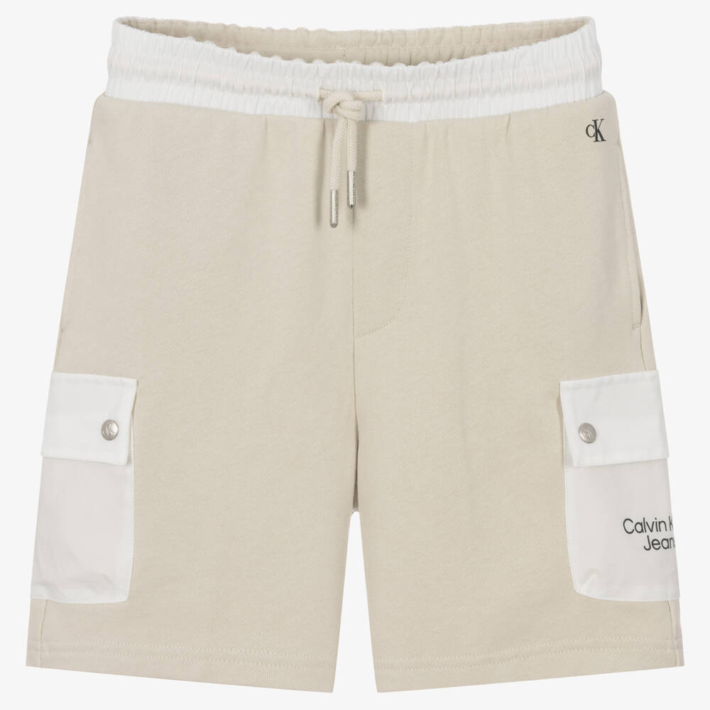 Calvin Klein Jeans - Teen Boys Ivory & Beige Shorts | Childrensalon