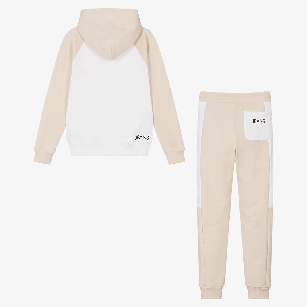Calvin Klein Jeans Teen Boys Ivory Beige Tracksuit