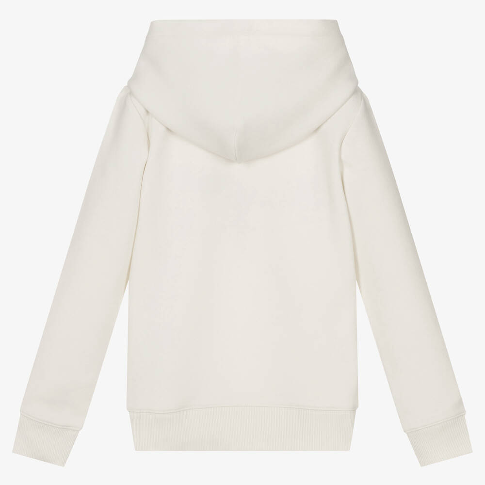 Calvin Klein Jeans-توب هودي تينز ولادي قطن جيرسي لون عاجي | Childrensalon Outlet