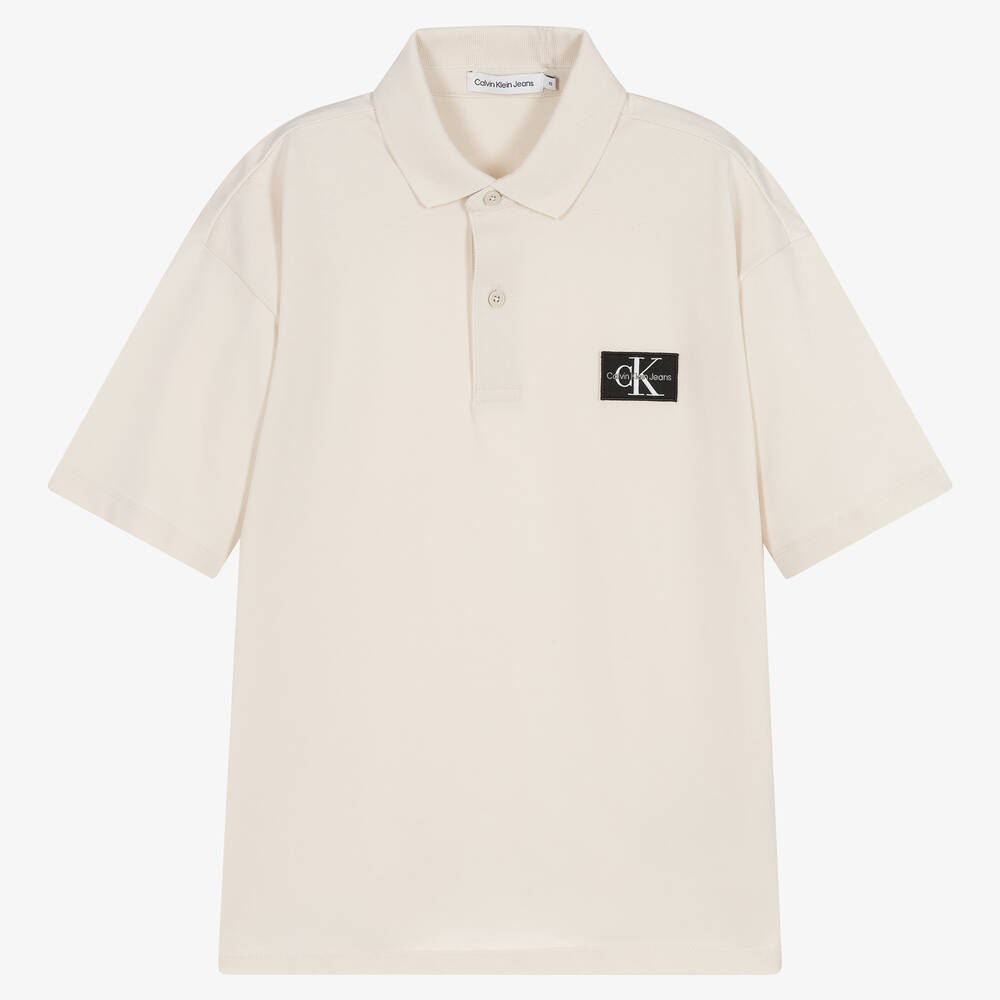 Calvin Klein-Teen Boys Ivory Cotton Polo Shirt | Childrensalon Outlet