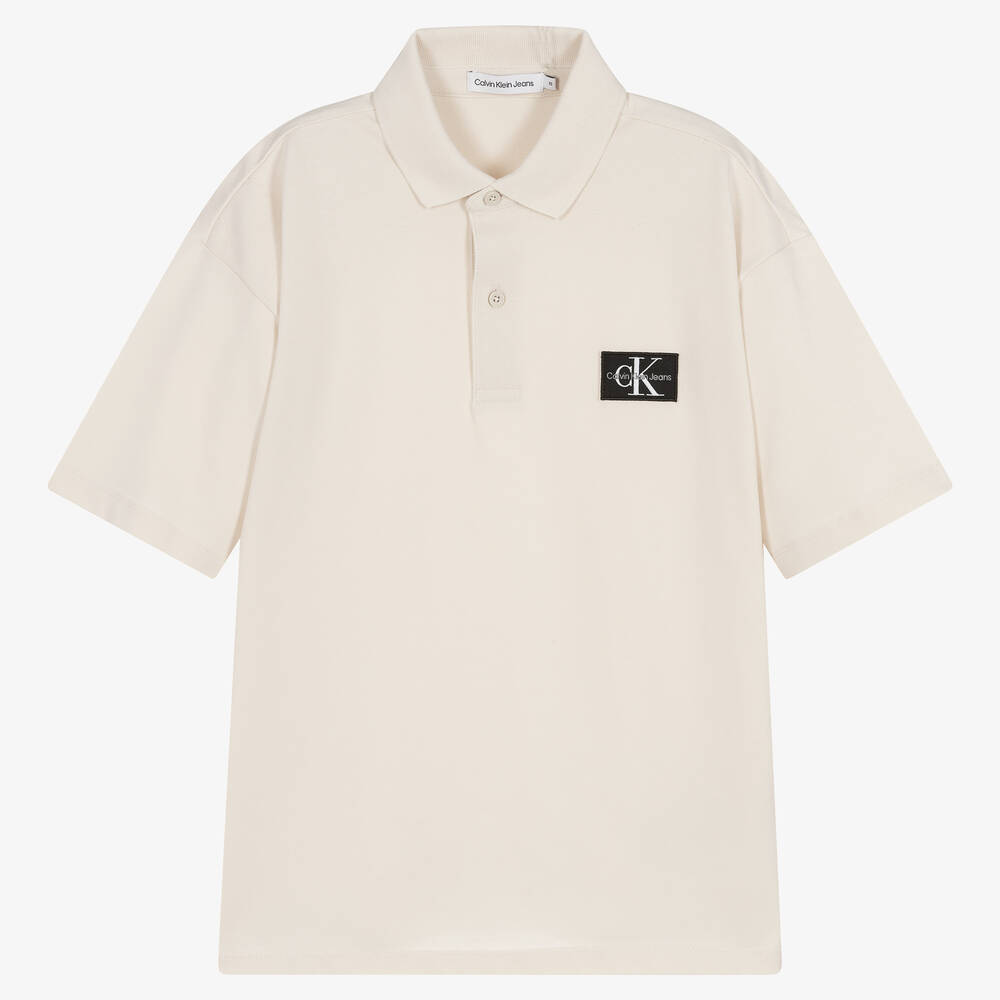 Calvin Klein - Teen Baumwoll-Poloshirt Elfenbein | Childrensalon