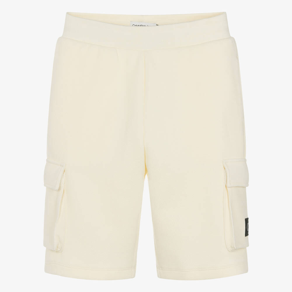 Calvin Klein-Teen Boys Ivory Cotton Shorts | Childrensalon Outlet