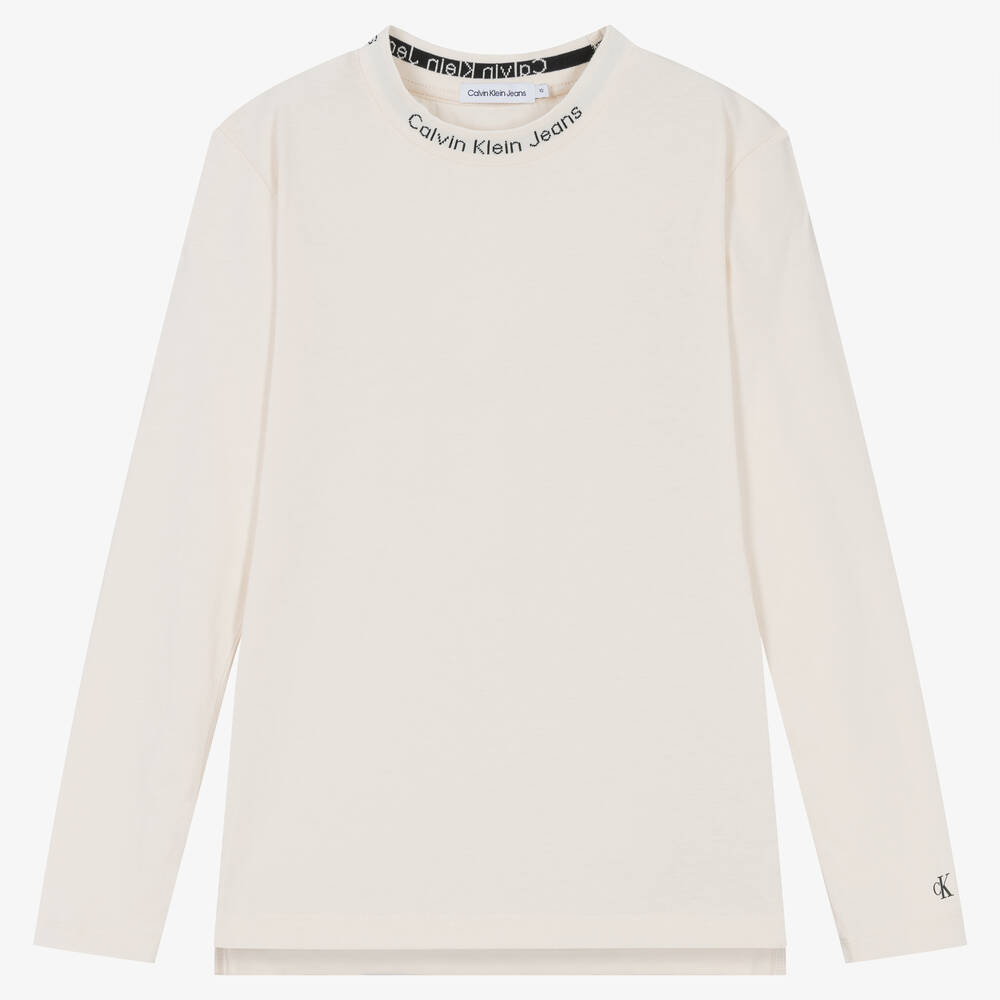Calvin Klein-Teen Boys Ivory Cotton Top | Childrensalon Outlet
