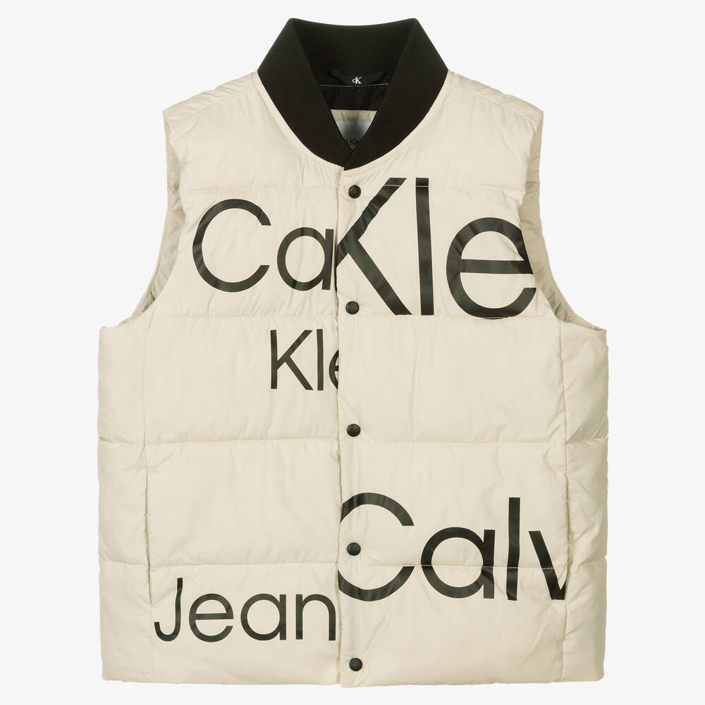 Calvin Klein Jeans - Teen Boys Ivory Logo Gilet | Childrensalon