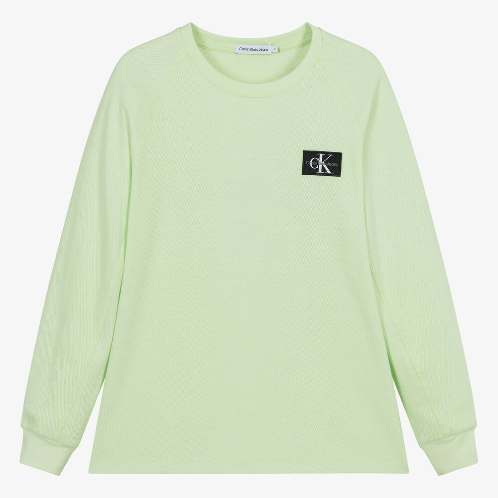 Calvin Klein-Teen Boys Lime Green Cotton Top | Childrensalon Outlet