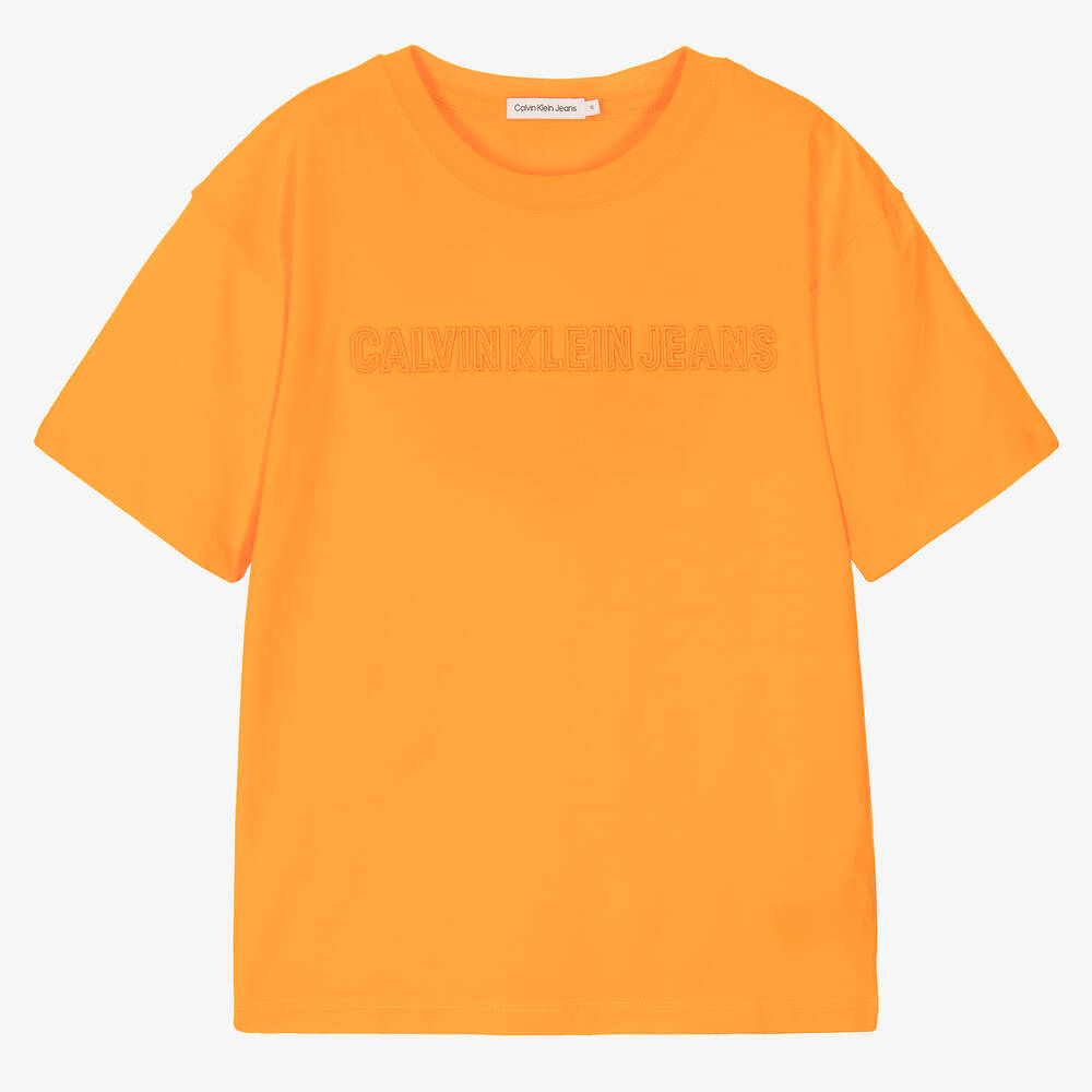 Calvin Klein Jeans - Teen Boys Orange Logo T-Shirt | Childrensalon