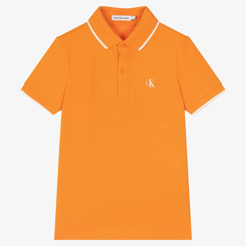 Calvin Klein Jeans - Teen Boys Orange Polo Shirt | Childrensalon