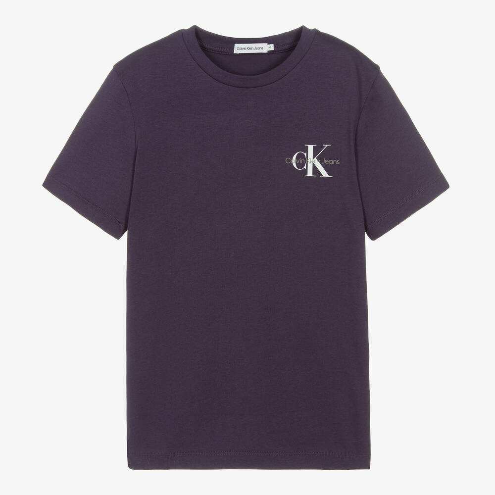 Calvin Klein - Фиолетовая хлопковая футболка с монограммой | Childrensalon
