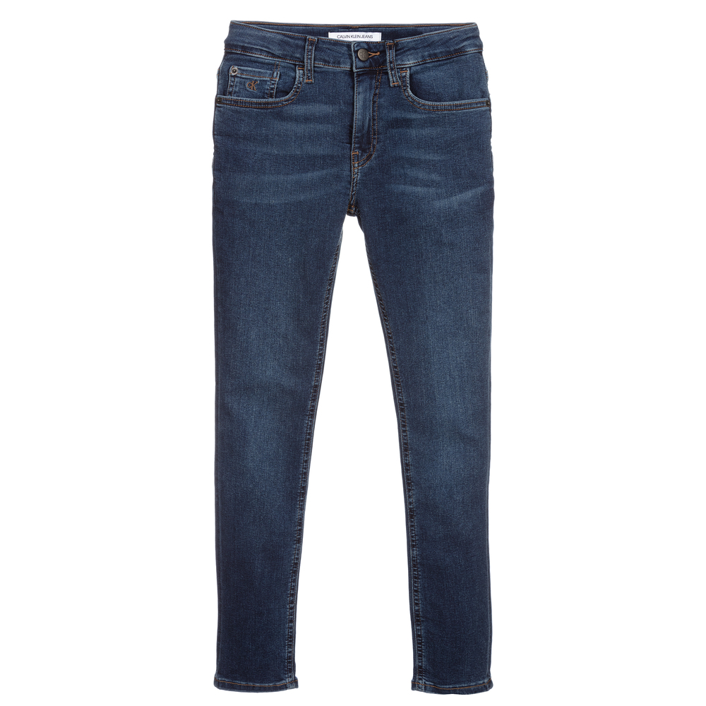 Calvin Klein Jeans - جينز تينز ولادي سكيني فيت قطن دنيم لون أزرق | Childrensalon