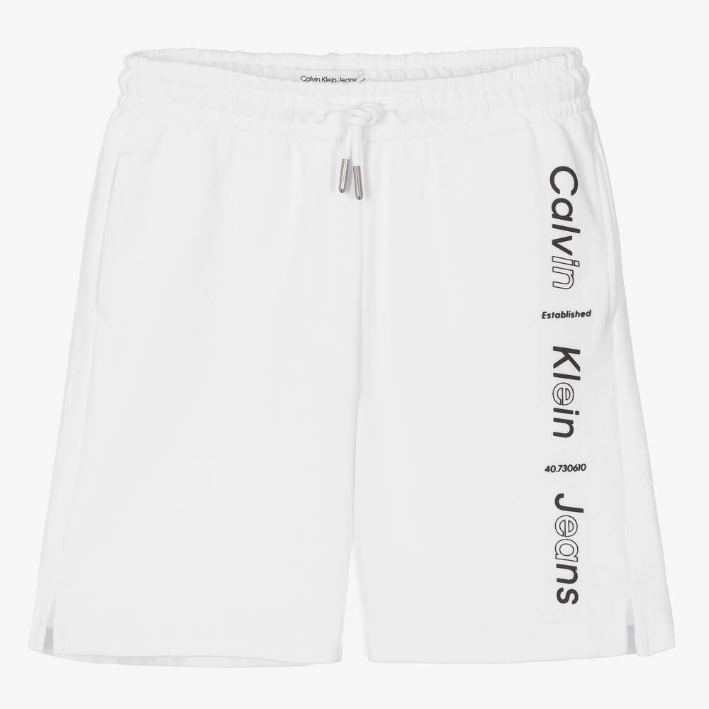 Calvin Klein Teen Boys White Cotton Jersey Shorts Childrensalon Outlet