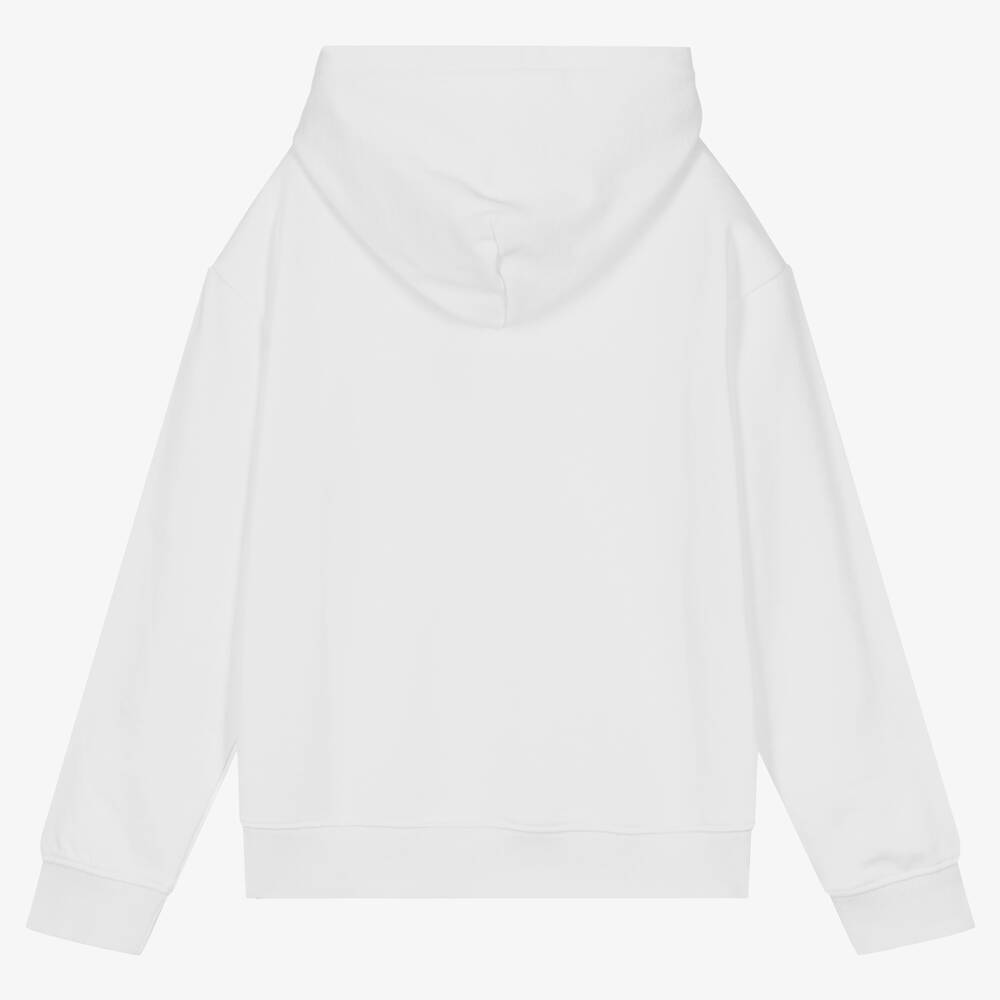 Calvin Klein Jeans-Teen Boys White Cotton Logo Hoodie | Childrensalon Outlet