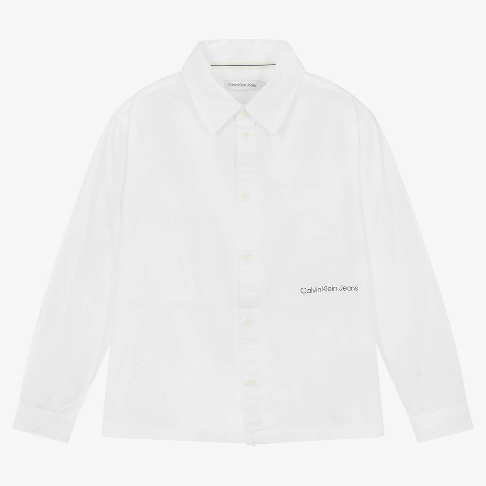 Calvin Klein Jeans - Teen Boys White Cotton Shirt | Childrensalon