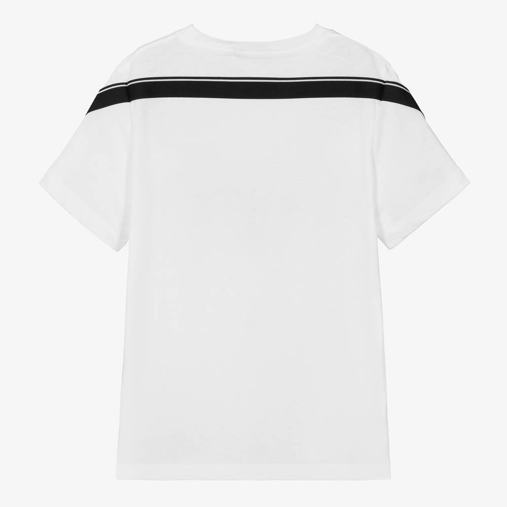 Calvin Klein-Teen Boys White Cotton Taped T-Shirt | Childrensalon Outlet