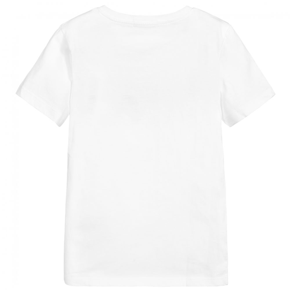 Calvin Klein Jeans-تيشيرت تينز ولادي قطن عضوي جيرسي لون أبيض | Childrensalon Outlet