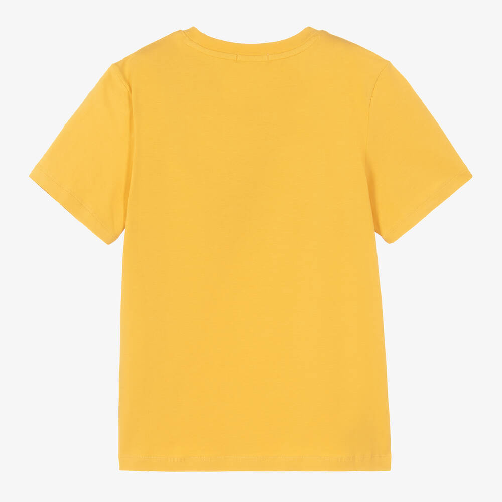 Calvin Klein Jeans-Teen Boys Yellow Monogram Logo T-Shirt | Childrensalon Outlet