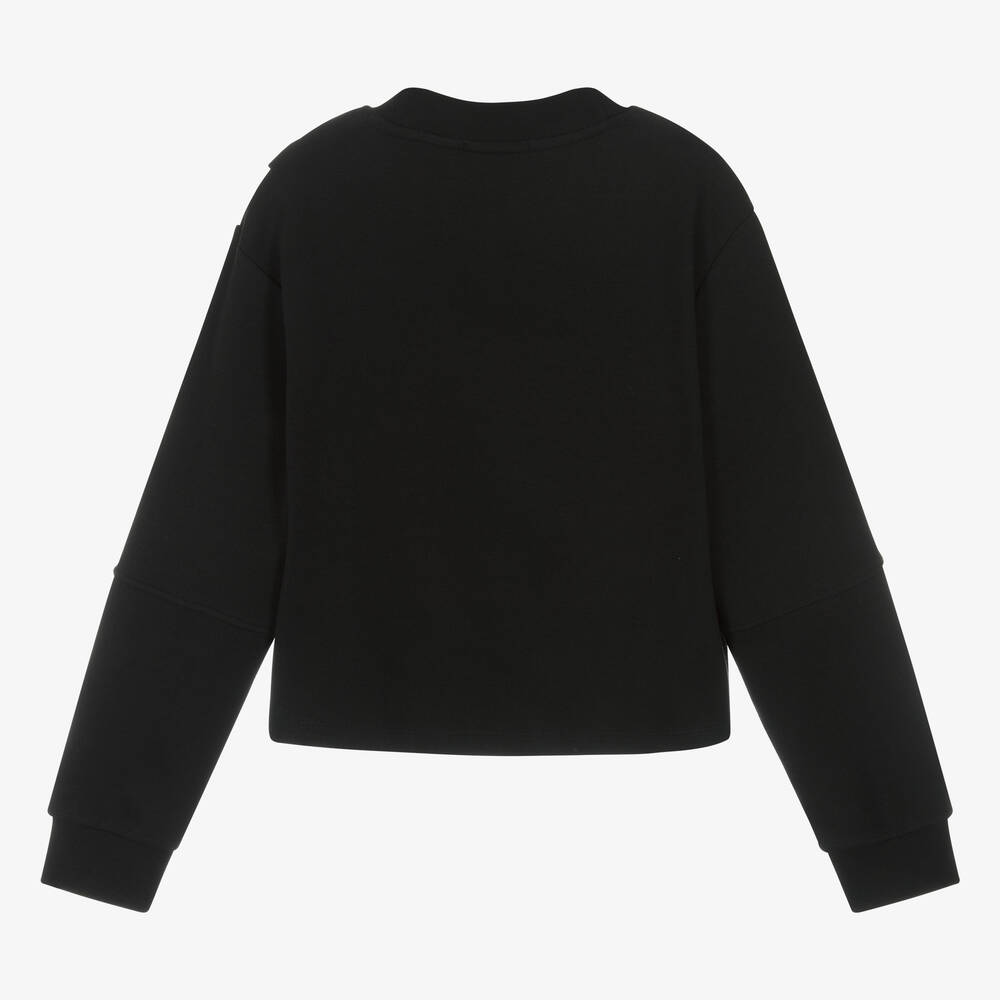 Calvin Klein Teen Girls Black Cotton Crossover Sweatshirt Childrensalon Outlet
