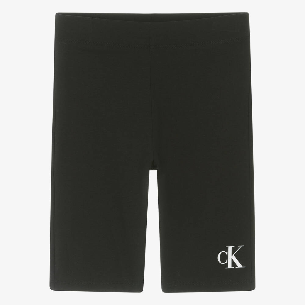 Teen Girls Black Cotton Cycling Shorts