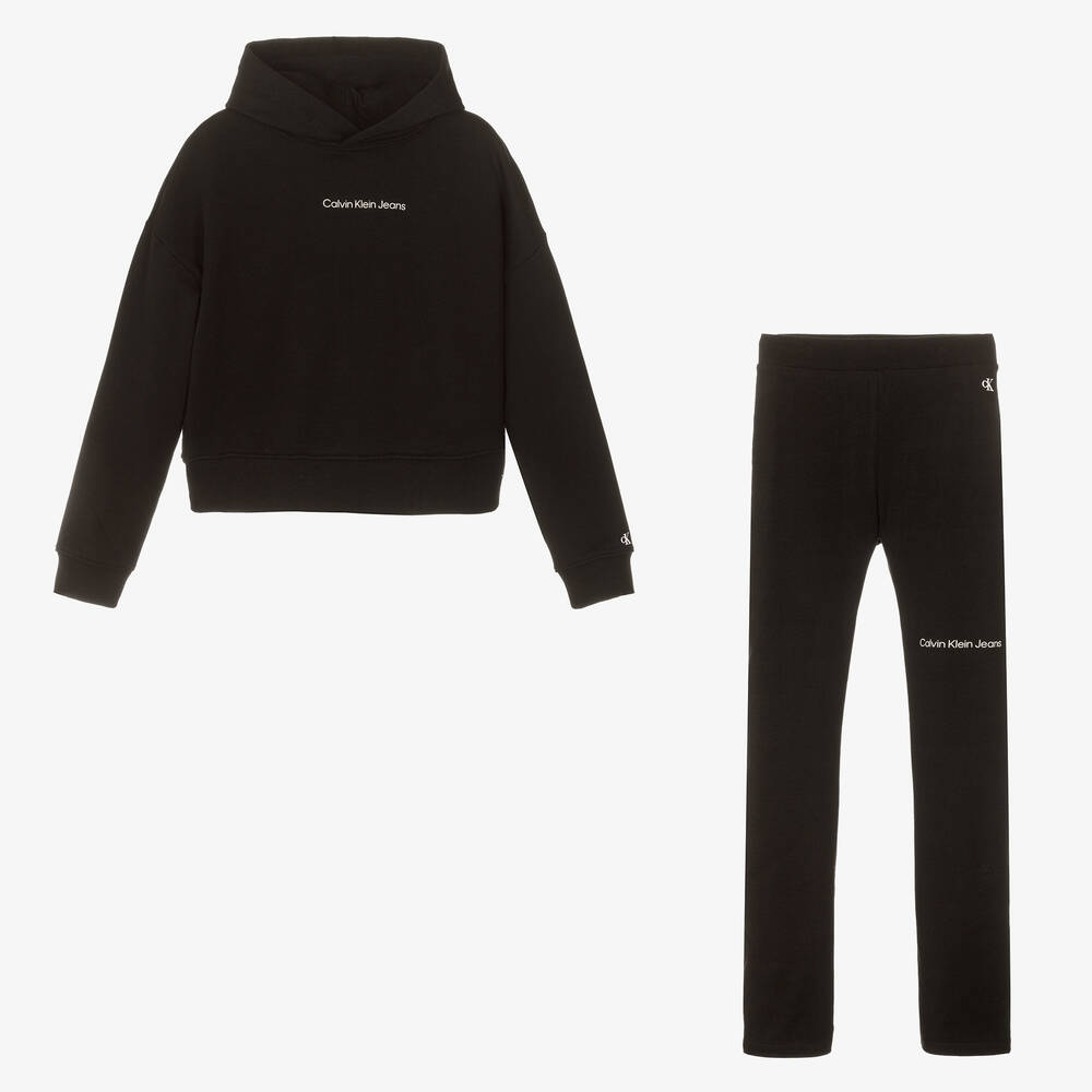 Calvin Klein Jeans - Teen Girls Black Cotton Leggings Set | Childrensalon