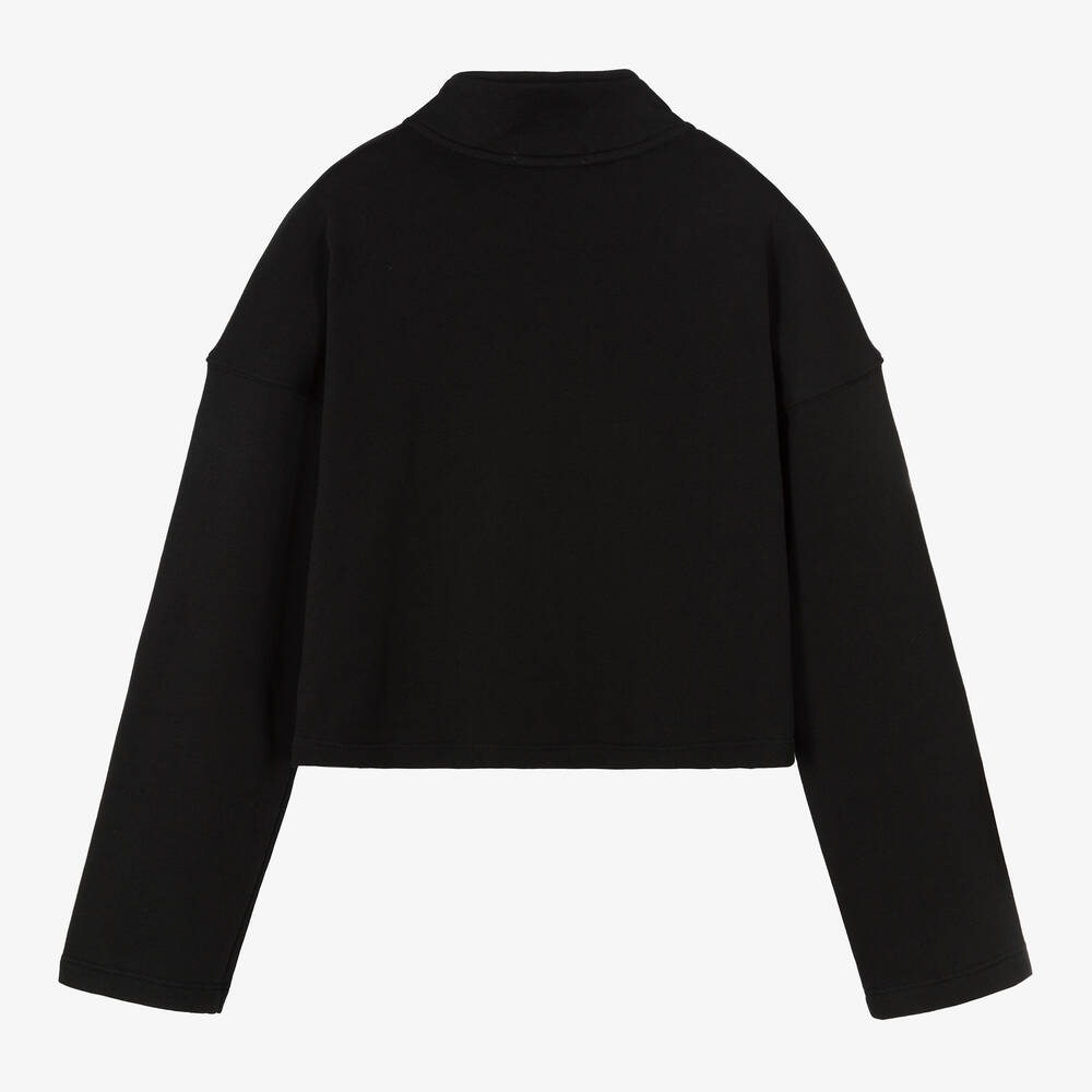 Calvin Klein Jeans-Teen Girls Black Cotton Logo Zip-Up Top | Childrensalon Outlet