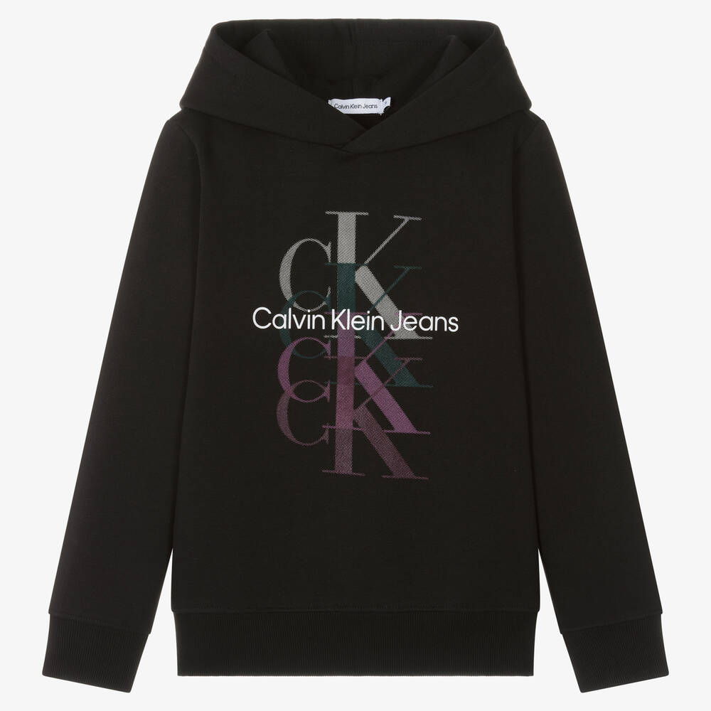 Calvin Klein - Teen Girls Black Cotton Monogram Hoodie | Childrensalon