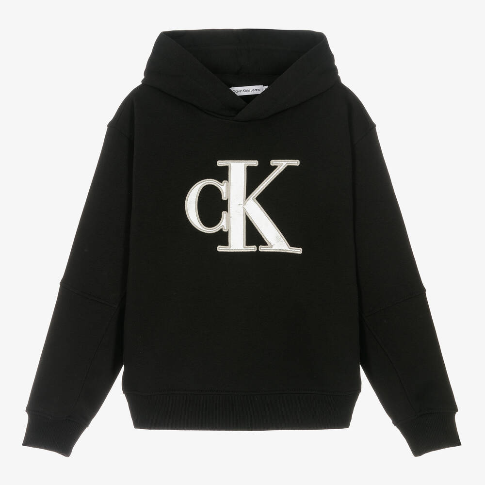 Calvin Klein-Teen Girls Black Cotton Monogram Hoodie | Childrensalon Outlet