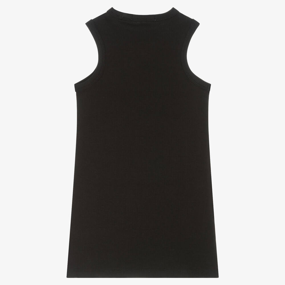 Calvin Klein Jeans-فستان تينز بناتي قطن جيرسي مضلع لون أسود | Childrensalon Outlet