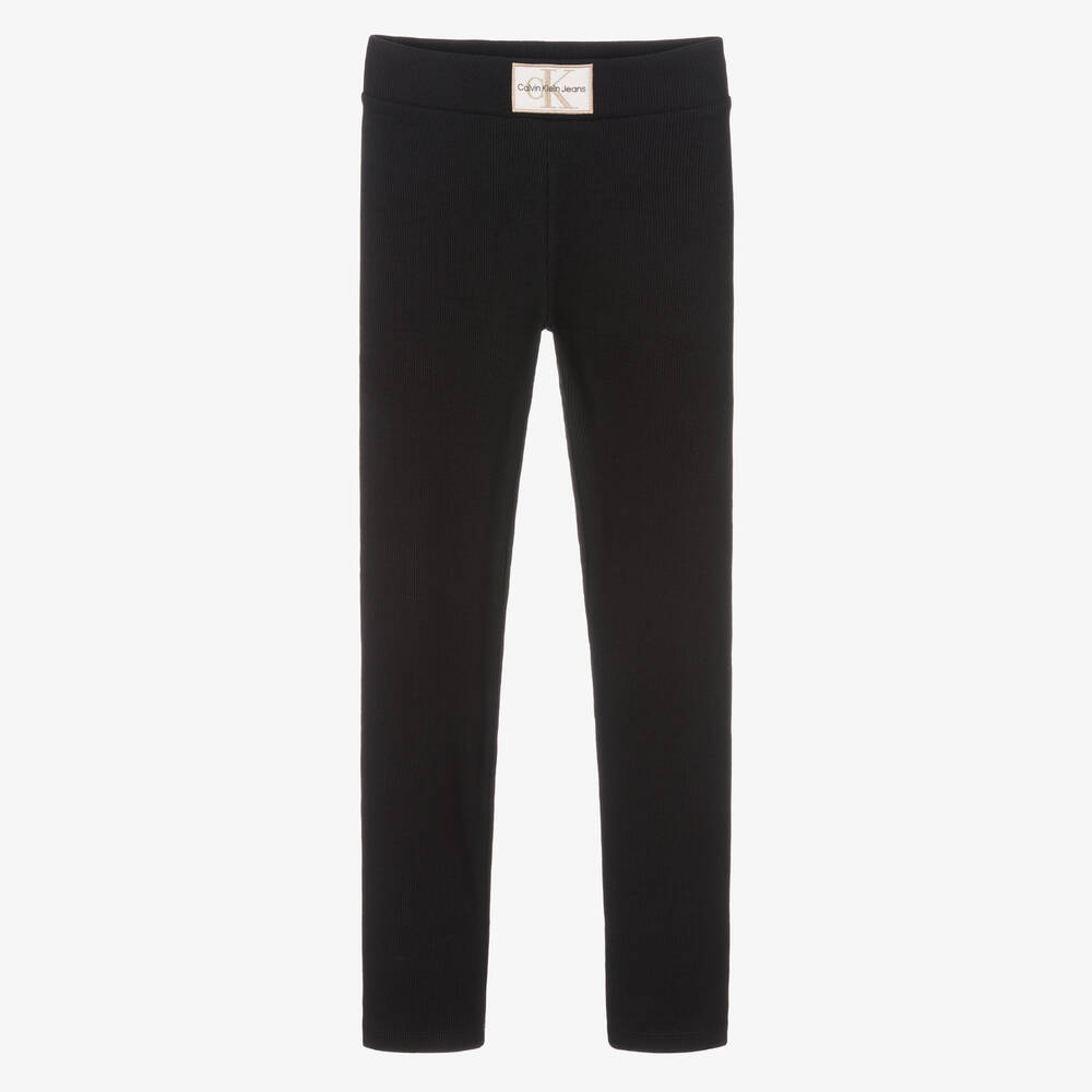 Calvin Klein Jeans - Gerippte Teen Leggings in Schwarz | Childrensalon