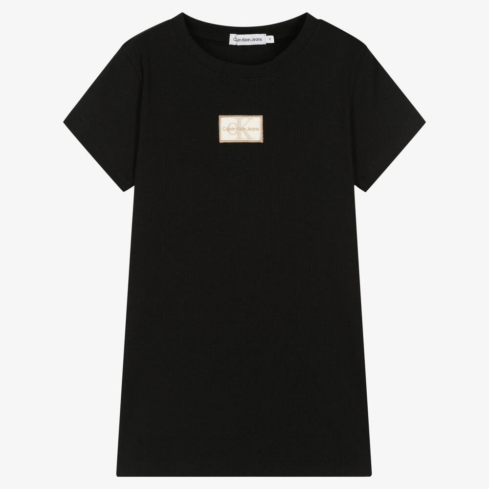 Calvin Klein Jeans - Schwarzes Teen Baumwollripp-T-Shirt | Childrensalon