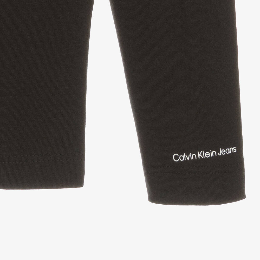 Calvin Klein-توب بياقة عالية تينز بناتي قطن جيرسي لون أسود | Childrensalon Outlet