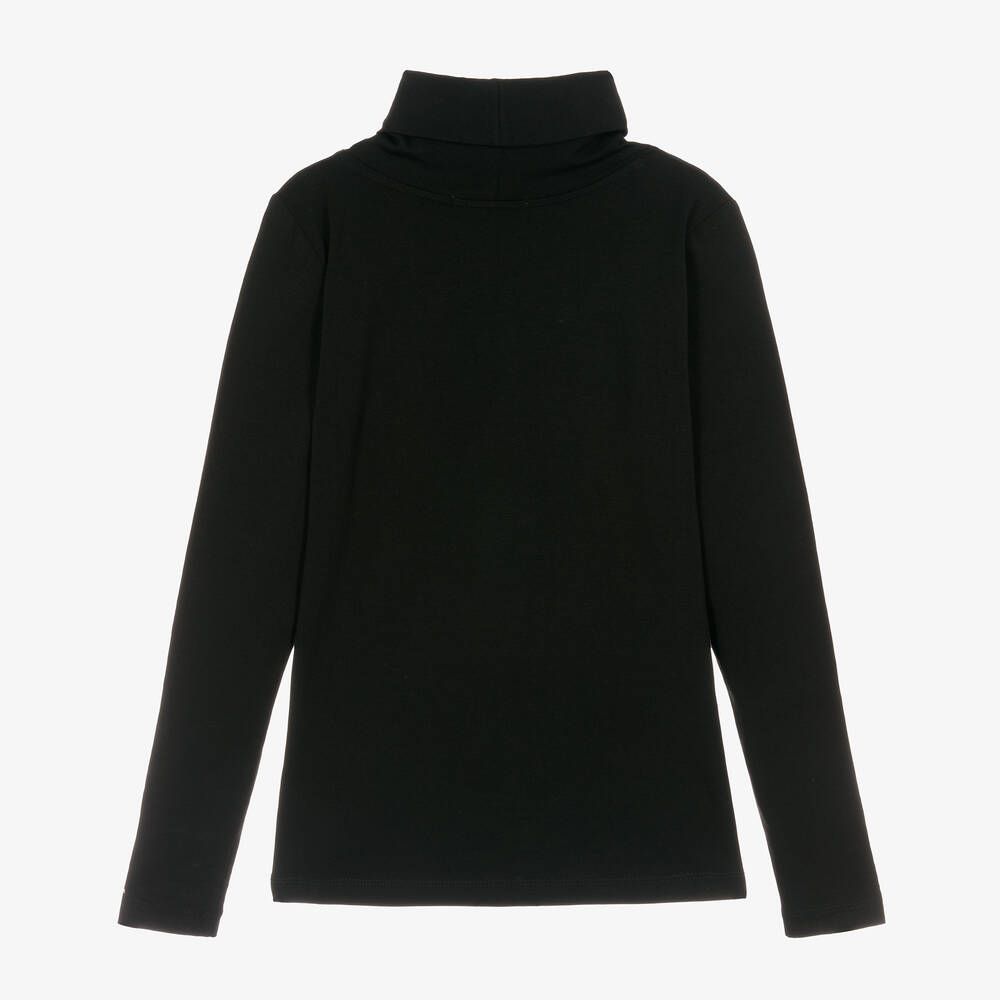 Calvin Klein-توب بياقة عالية تينز بناتي قطن جيرسي لون أسود | Childrensalon Outlet