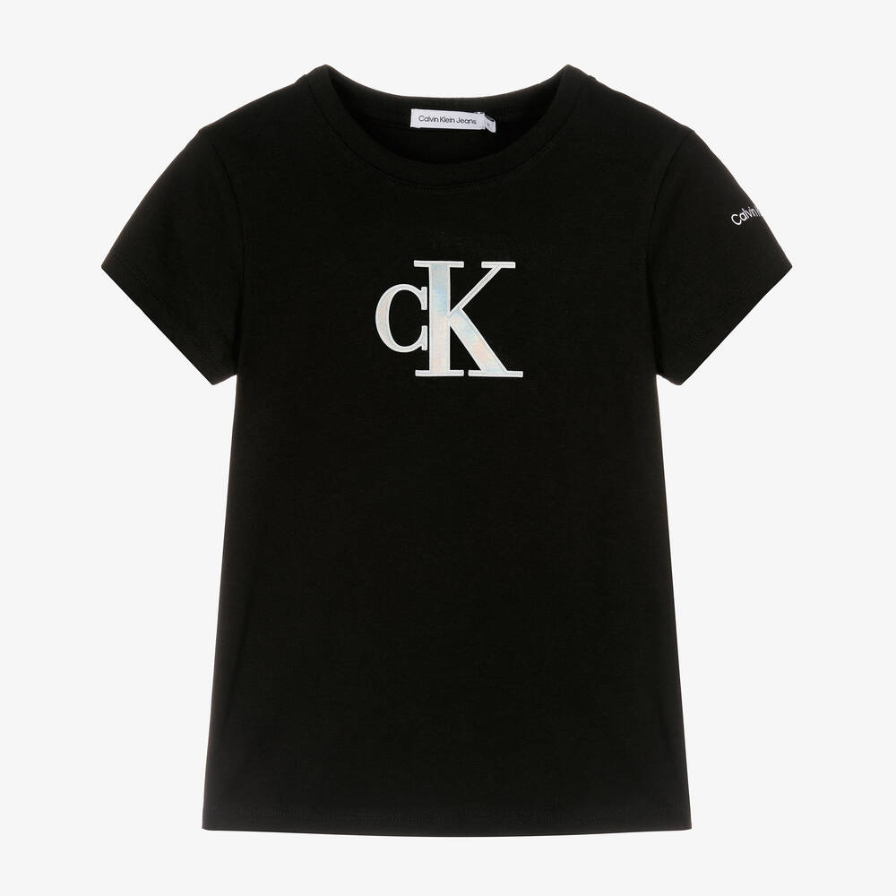Calvin Klein-Teen Girls Black Cotton T-Shirt | Childrensalon Outlet