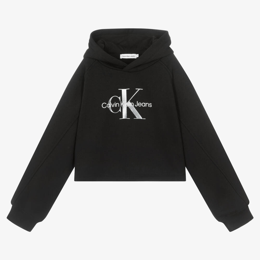 Calvin Klein Jeans - Teen Girls Black Crop Hoodie | Childrensalon