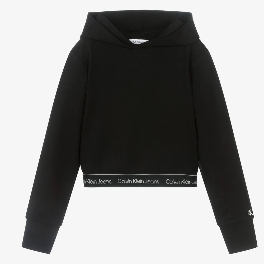 Calvin Klein Jeans - Teen Girls Black Cropped Hoodie | Childrensalon